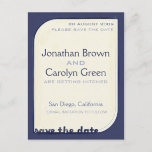Navy Blue Shapeform Save the Date Announcement Postcard