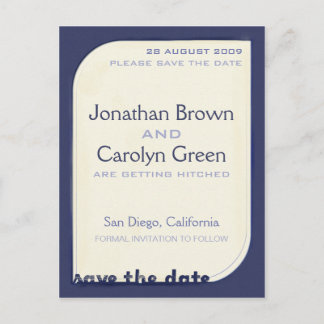 Navy Blue Shapeform Save the Date Announcement Postcard