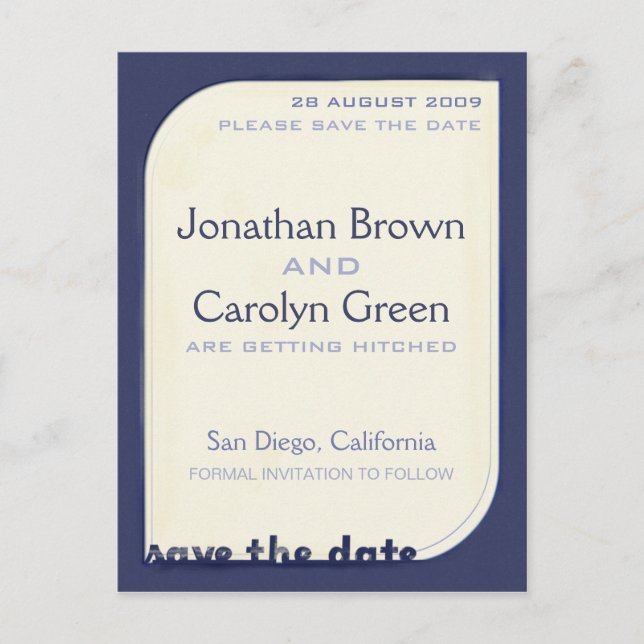 Navy Blue Shapeform Save the Date Announcement Postcard (Front)