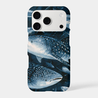 Navy Blue Shark and Manta Ray Ocean iPhone Case