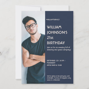 Navy Blue Sidebar Photo 21e invitation anniversair