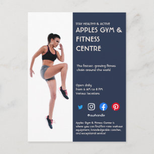Navy Blue Sidebar Photo gym personal trainer fit F Postcard