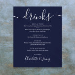 Navy Blue Signature Script Drinks Menu Sign<br><div class="desc">This elegant script minimalist navy blue drinks menu sign is perfect for your wedding celebration. Designed by Thisisnotme©</div>