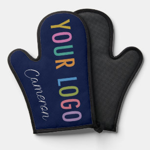Navy Blue Silicone Oven Mitt Custom Logo & Name