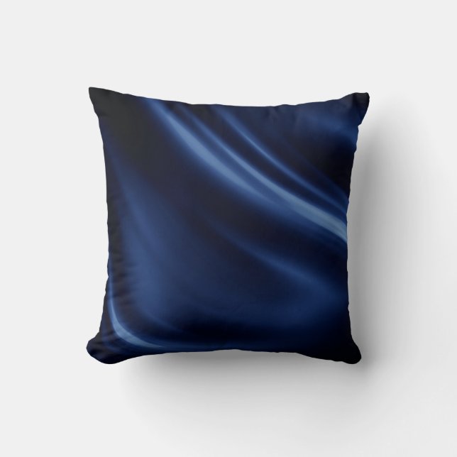 Navy blue silk satin silky pattern textile elegant throw pillow (Front)
