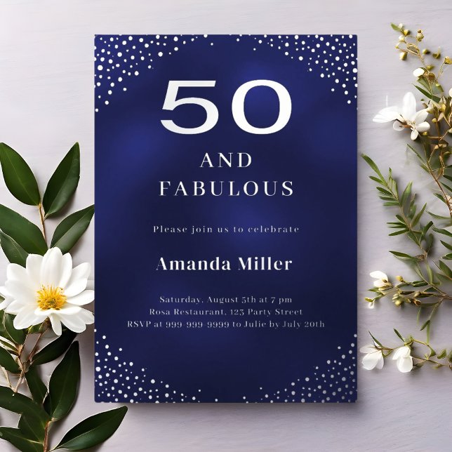 Navy blue silver 50th fabulous birthday (Creator Uploaded)