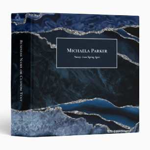 Navy Blue Silver Agate Professional Business Binder