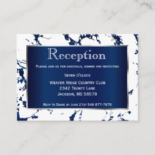 Navy Blue, Silver and White - Reception Enclosure Card