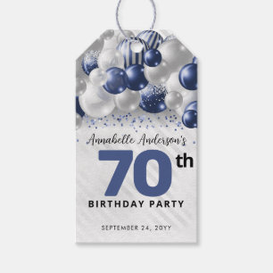 Navy Blue Silver Balloon Glitter Favour Birthday Gift Tags
