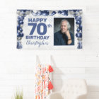Navy Blue Silver Balloon Photo 70th Birthday
