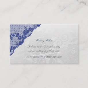 Navy Blue  Silver Delicate Script Wedding Website Enclosure Card