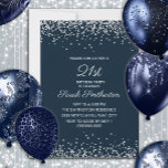 Navy Blue Silver Diamond Glitter 21st birthday Invitation<br><div class="desc">Elegant and chic navy blue 21st birthday party invitation for women with sparkling glitter and a white calligraphy / script text. Text and fonts are completely customizable on this invitation so you can change this to work for any age. Contact us for help with your customizations or to request matching...</div>