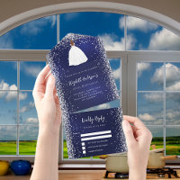 Navy blue silver dress glitter birthday rsvp