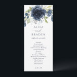 Navy Blue Silver Floral Botanical Greenery Wedding Program<br><div class="desc">Navy Blue and Silver Floral with Greenery Watercolor Wedding Ceremony Programs: This wedding program features a beautiful navy blue floral watercolor bouquet at the top. The back has room for your wedding party along with a thank you or in memory message at the bottom.</div>