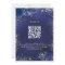 Navy blue silver flowers QR code RSVP wedding