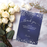 Navy blue silver glitter script
