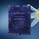 Navy blue silver glitter wedding program timeline poster<br><div class="desc">A navy blue background,  decorated with faux silver glitter sparkles. The blue colour is uneven. Personalize and add your names and the wedding program.</div>