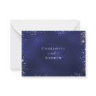 Navy blue silver glitter wedding RSVP