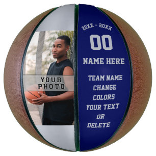 Navy Blue, Silver Grey, Personalized Basketballs
