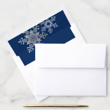 Navy Blue Silver Grey Snowflake Winter Wedding A7