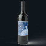 Navy Blue Silver Magical Winter Mis Quince Wine Label<br><div class="desc">Navy Blue Silver Magical Winter Mis Quince Wine Bottle Labels</div>