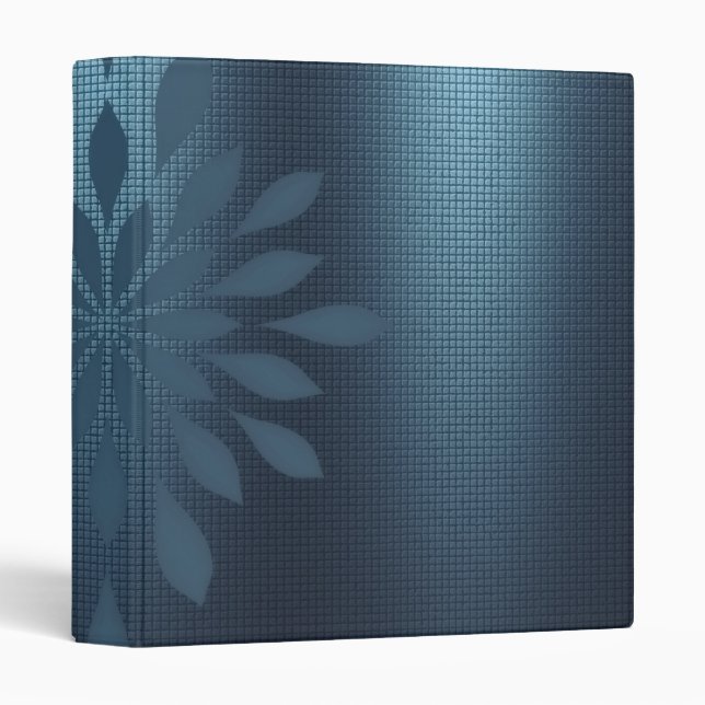 Navy blue silver metallic look floral embellished binder (Front/Spine)
