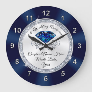 Navy Blue, Silver Personalized Anniversary Clock