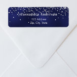 Navy blue silver return address label<br><div class="desc">A navy blue background with faux silver glitter sparkles. The blue color is uneven. Personalize and add your name and address. Perfect for a wedding,  bridal shower,  baby shower or birthday party invitations.</div>
