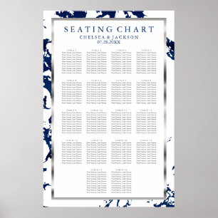 Navy Blue, Silver & White  - 18 Seating Chart