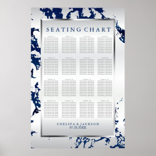 Navy Blue, Silver & White Satin - Seating Chart