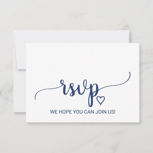 Navy Blue Simple Calligraphy Menu Choice RSVP Card (Front)