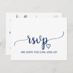 Navy Blue Simple Calligraphy Song Request RSVP Invitation Postcard