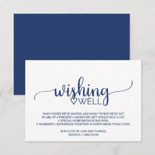 Navy Blue Simple Calligraphy Wedding Wishing Well Enclosure Card