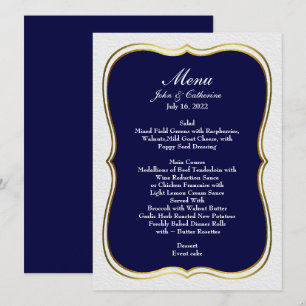 Navy Blue Simple Elegance Wedding Menu