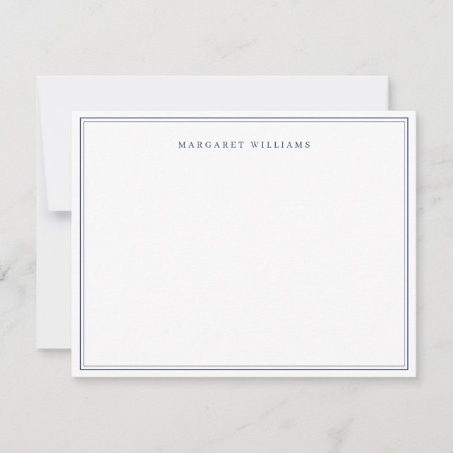 Navy Blue Simple Elegant Formal Full Name  Card (Front)