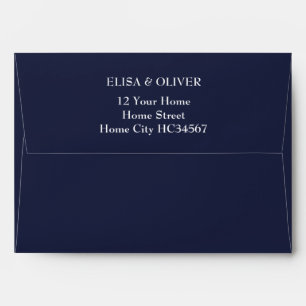 Navy Blue Simple Elegant Return Address Envelope