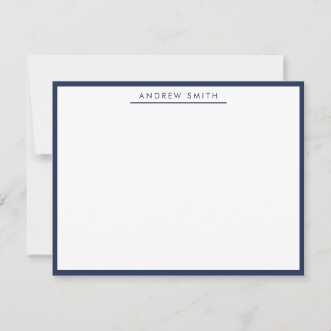 Navy Blue Simple Line Modern Classic Minimalist Card (Front)