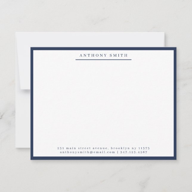 Navy Blue Simple Line Modern Professional Business Card (Front)