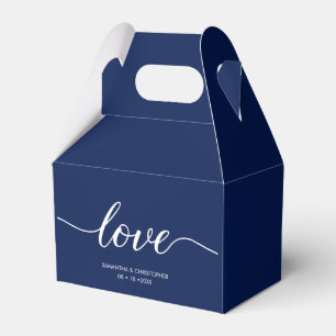 Navy blue Simple Love Script Wedding custom Favor Box