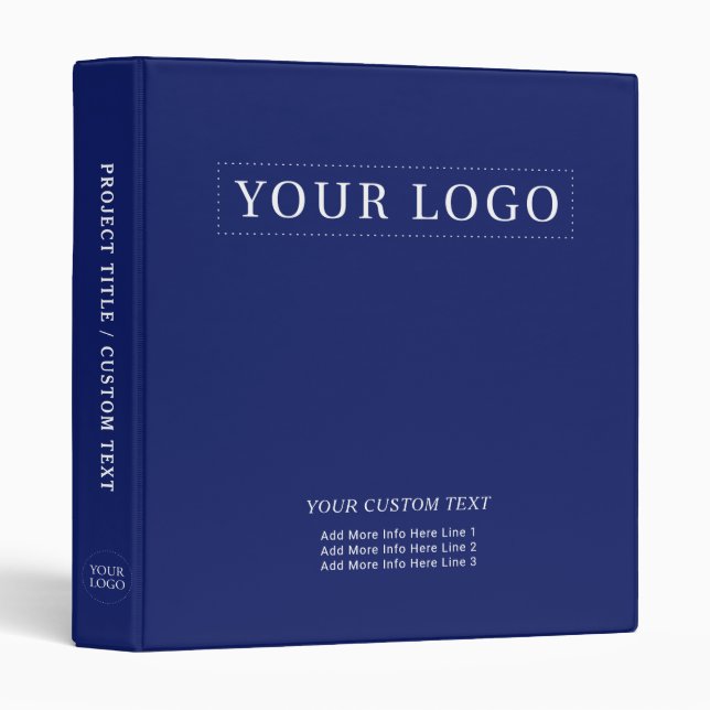 Navy Blue Simple Minimal Business Logo Promotion Binder (Front/Spine)