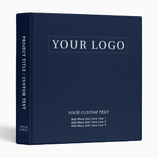 Navy Blue Simple Minimal Business Logo Promotional Binder