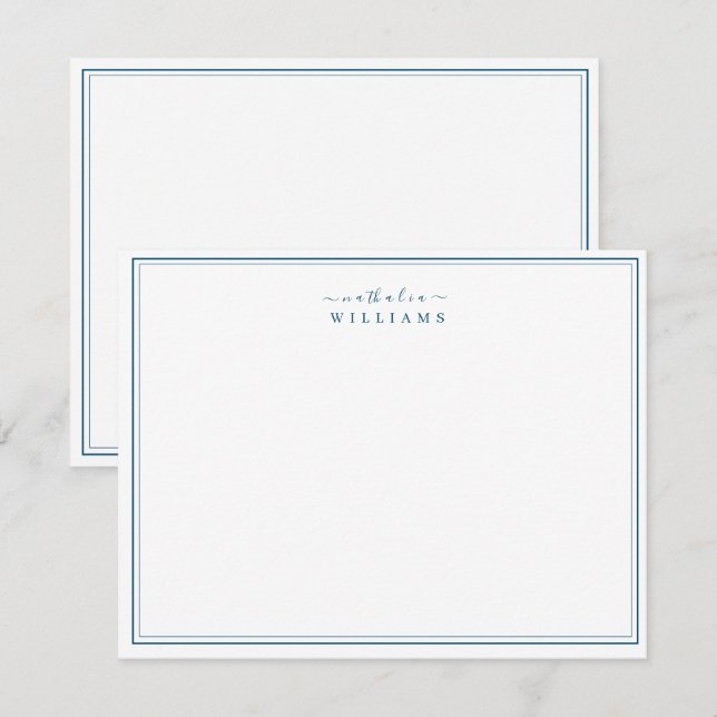 Navy Blue Simple Minimalist Script Monogram  Card (Front/Back)