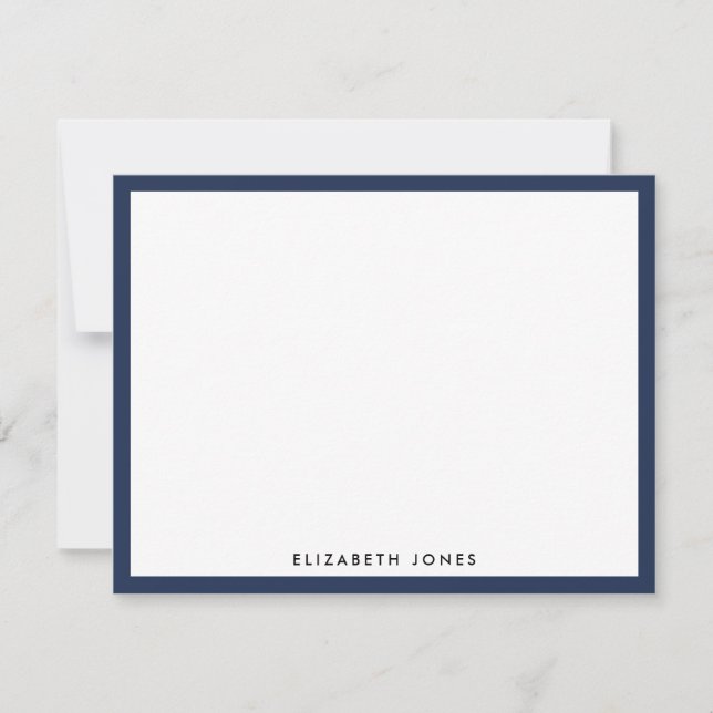 Navy Blue Simple Modern Chic Classic Minimalist Card (Front)