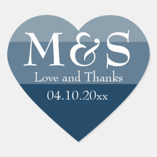 Navy Blue Simple Modern Chic Script Wedding Heart Sticker