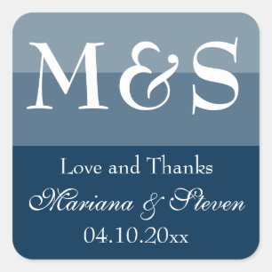 Navy Blue Simple Modern Chic Script Wedding Square Sticker