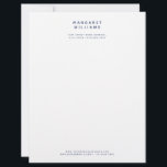 Navy Blue Simple Modern Minimalist Elegant Office Letterhead<br><div class="desc">Give your business correspondence a refined and professional look with this navy blue minimalist letterhead. The clean layout and modern design make your brand stand out while keeping the focus on your message. Perfect for offices, consultants, or creative professionals who prefer a sleek and timeless style. Use it for business...</div>