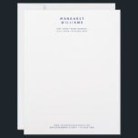 Navy Blue Simple Modern Minimalist Elegant Office Letterhead<br><div class="desc">Give your business correspondence a refined and professional look with this navy blue minimalist letterhead. The clean layout and modern design make your brand stand out while keeping the focus on your message. Perfect for offices, consultants, or creative professionals who prefer a sleek and timeless style. Use it for business...</div>