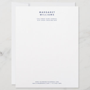 Navy Blue Simple Modern Minimalist Elegant Office Letterhead