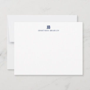 Navy Blue Simple Modern Monogram Professional Card