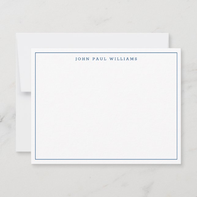 Navy Blue Simple Modern Professional Thin Border Card (Front)